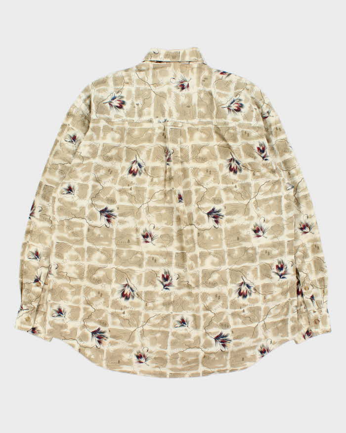 Vintage 1990s Gant Imperial Poplin Map Graphic Long Sleeve Shirt - M