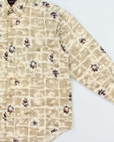 Vintage 1990s Gant Imperial Poplin Map Graphic Long Sleeve Shirt - M