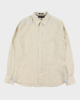 Vintage Y2K 00s Tommy Hilfiger Premium Linen Striped Long Sleeve Shirt - M
