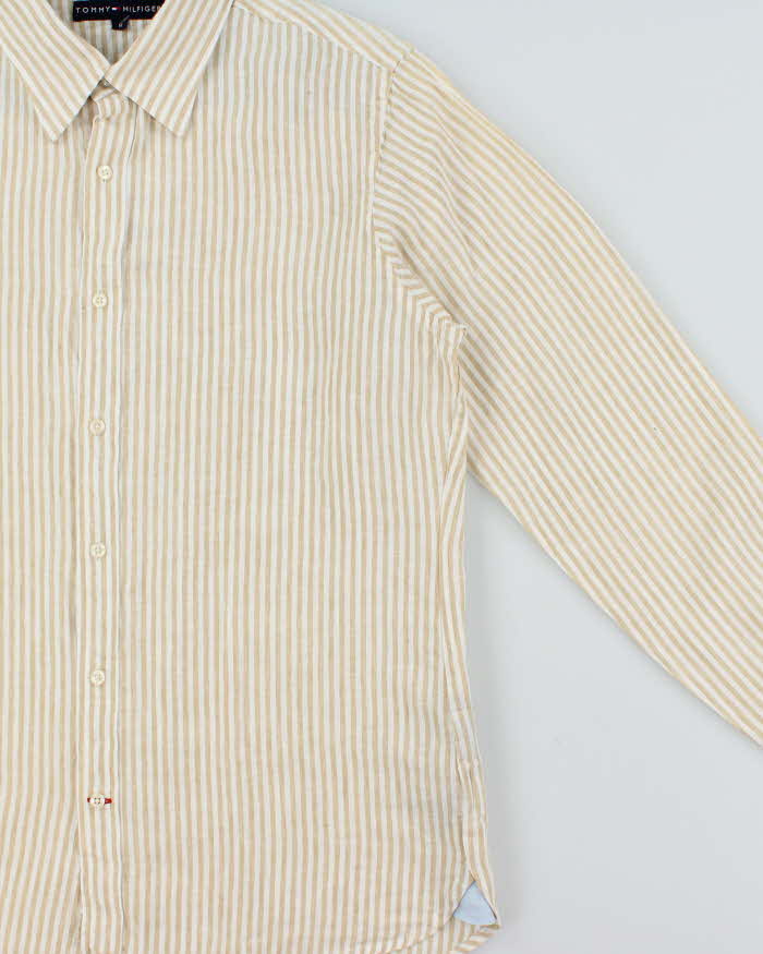 Vintage Y2K 00s Tommy Hilfiger Premium Linen Striped Long Sleeve Shirt - M