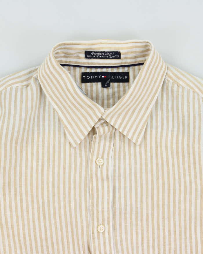 Vintage Y2K 00s Tommy Hilfiger Premium Linen Striped Long Sleeve Shirt - M