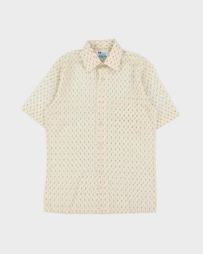 Vintage 1970s Dadi Patterned Sheer Short Sleeve Shirt - S