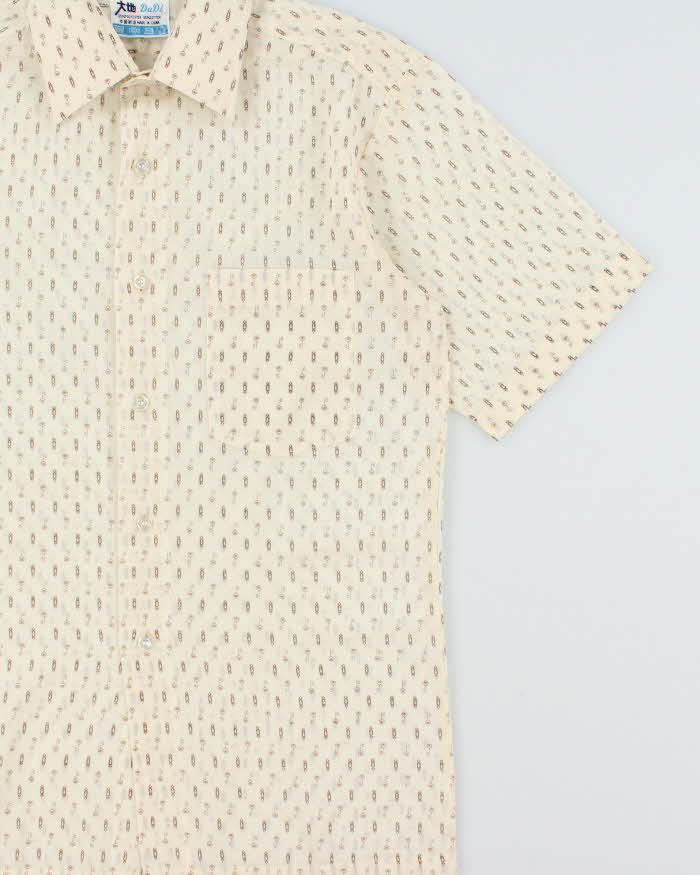 Vintage 1970s Dadi Patterned Sheer Short Sleeve Shirt - S