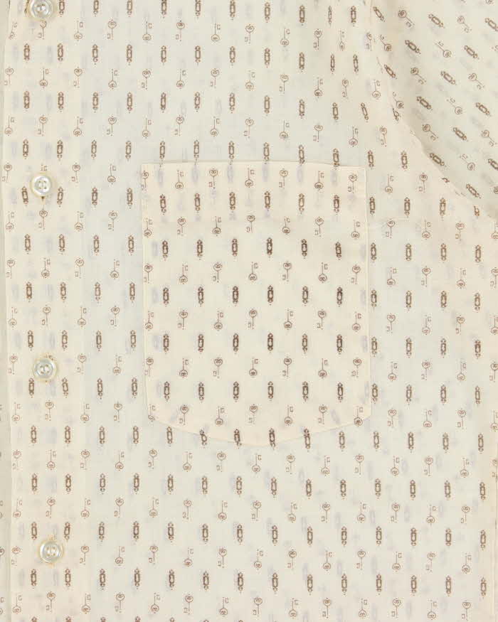 Vintage 1970s Dadi Patterned Sheer Short Sleeve Shirt - S