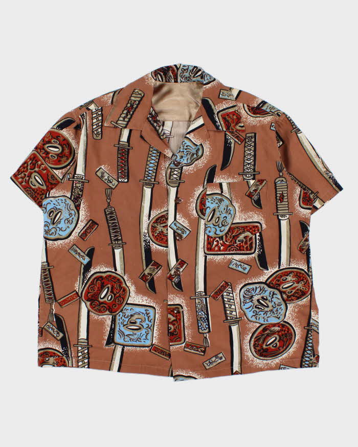 Vintage 1950s Ko-To Japan Hand Printed In USA Hawaiian Aloha Shirt - S
