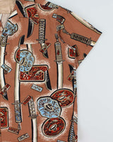 Vintage 1950s Ko-To Japan Hand Printed In USA Hawaiian Aloha Shirt - S