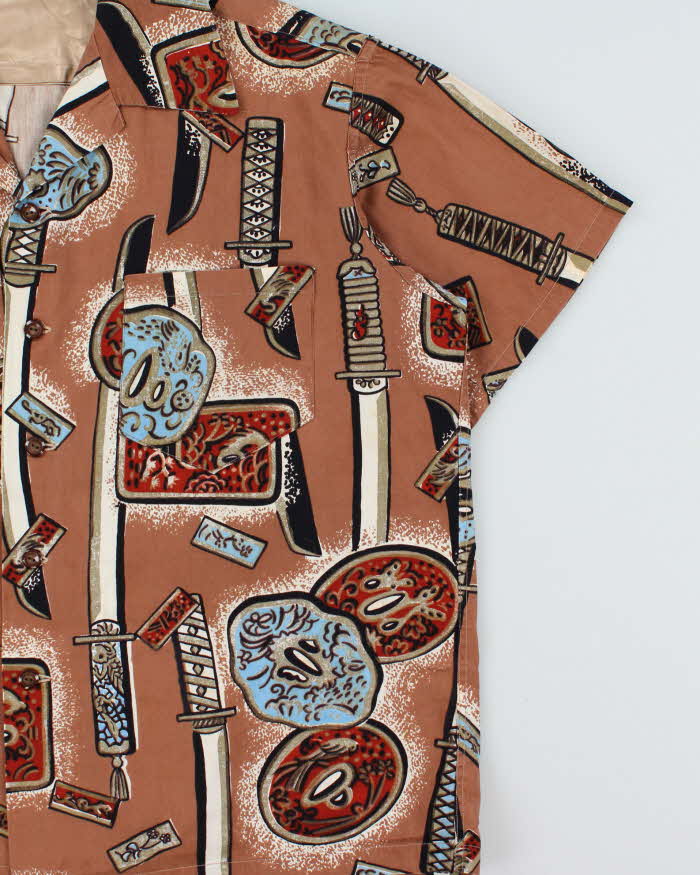 Vintage 1950s Ko-To Japan Hand Printed In USA Hawaiian Aloha Shirt - S