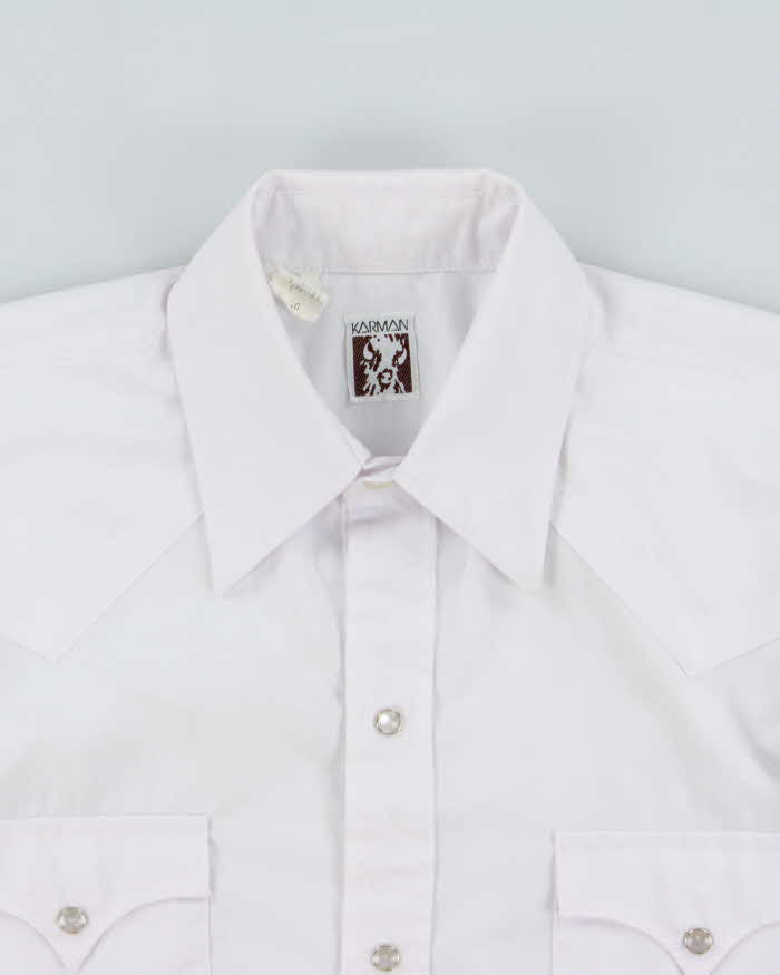 Vintage 1990s Karman Perma Press Pearl Snap Button Long Sleeve Western Shirt - M