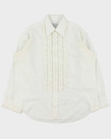 Vintage 1970s Arrow Formal Perma Press Paisley Ruffle Long Sleeve Tuxedo Shirt - L