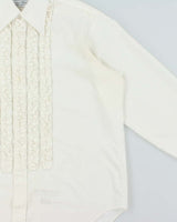 Vintage 1970s Arrow Formal Perma Press Paisley Ruffle Long Sleeve Tuxedo Shirt - L