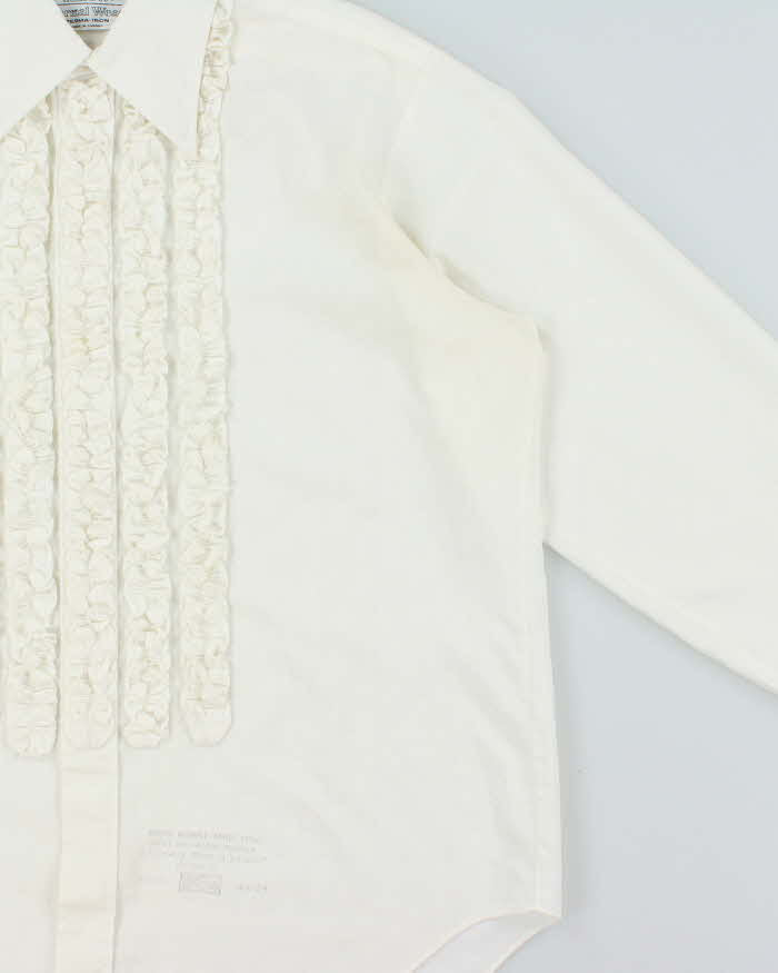 Vintage 1970s Arrow Formal Perma Press Paisley Ruffle Long Sleeve Tuxedo Shirt - L