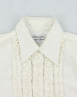 Vintage 1970s Arrow Formal Perma Press Paisley Ruffle Long Sleeve Tuxedo Shirt - L