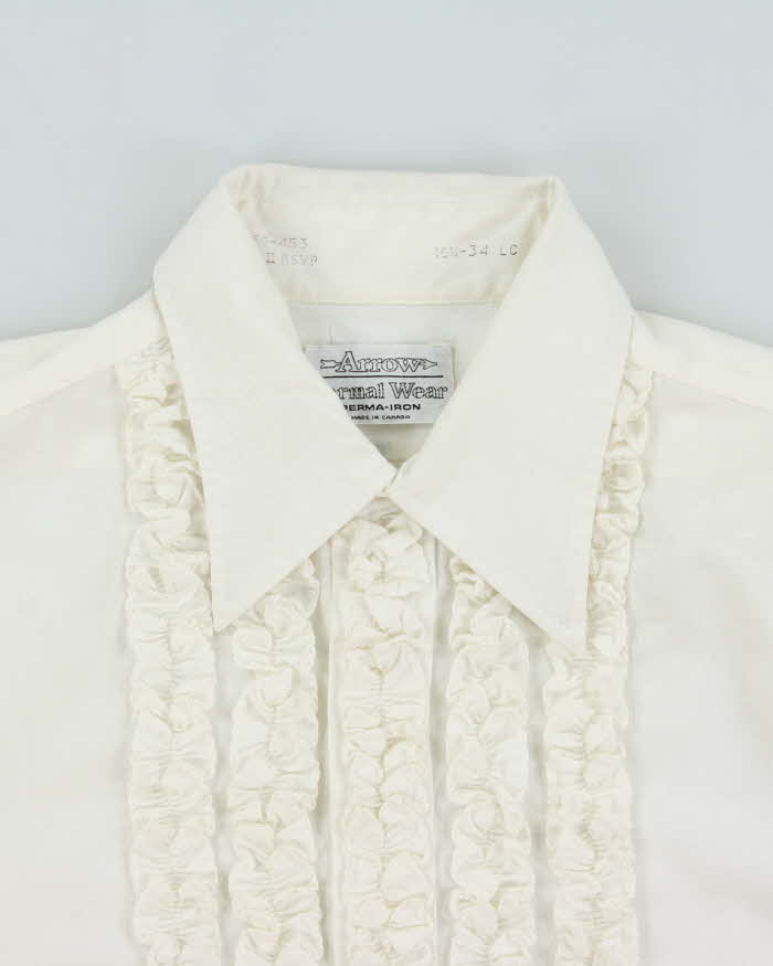 Vintage 1970s Arrow Formal Perma Press Paisley Ruffle Long Sleeve Tuxedo Shirt - L