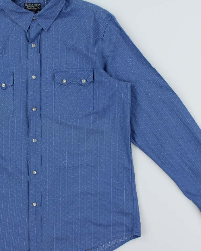 Vintage Y2K 00s Polo Jeans Ralph Lauren Pearl Snap Button Patterned Long Sleeve Western Shirt - L
