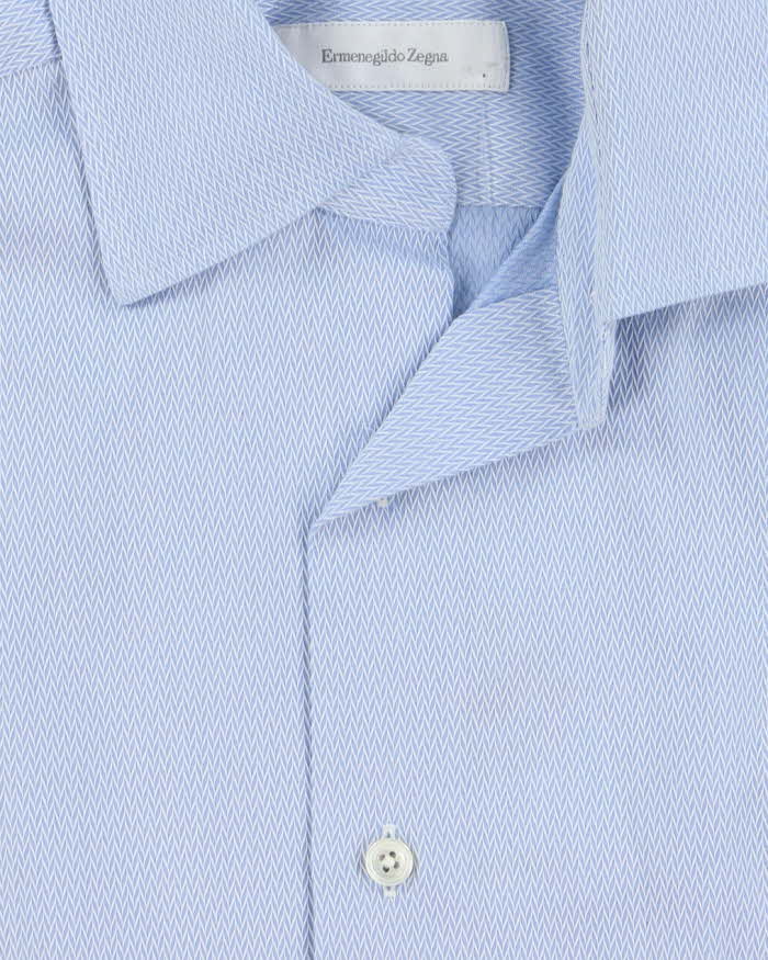 Vintage Ermenegildo Zegna Patterned Regular Fit Long Sleeve Shirt - S