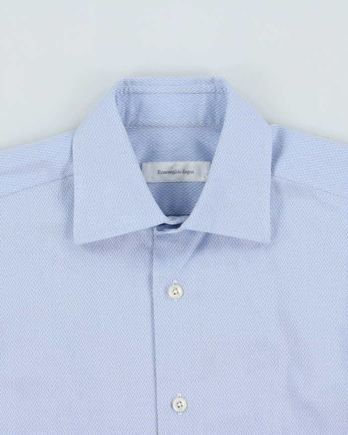 Vintage Ermenegildo Zegna Patterned Regular Fit Long Sleeve Shirt - S