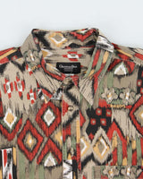 Vintage 1980s Christian Dior Monsieur Aztec Patterned Long Sleeve Shirt - L