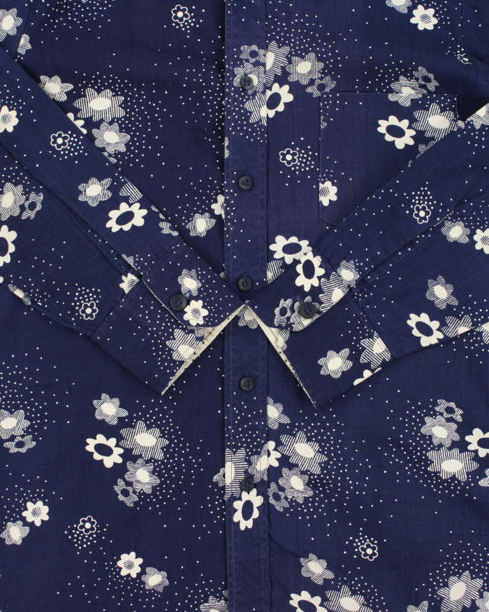 Vintage 1970s Sears 'The Shaped Shirt' Floral Perm Press Long Sleeve Shirt - M
