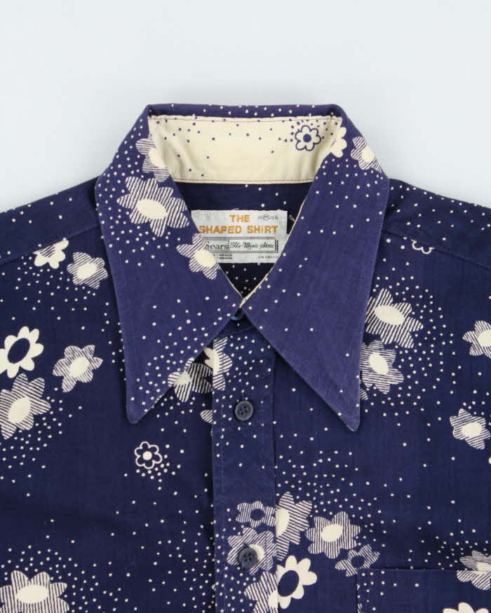 Vintage 1970s Sears 'The Shaped Shirt' Floral Perm Press Long Sleeve Shirt - M