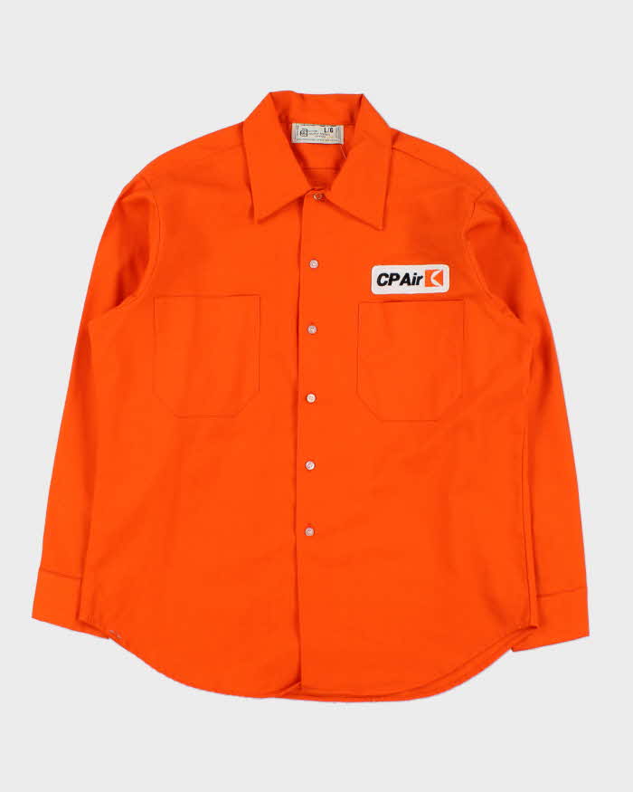 Vintage 1970s Anchor Union Made Canadian Airline Long Sleeve Workwear Shirt - L
