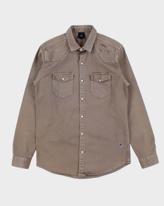 Vintage Y2K 00s G-Star Raw Khaki Denim Long Sleeve Western Shirt - M