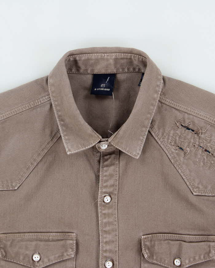 Vintage Y2K 00s G-Star Raw Khaki Denim Long Sleeve Western Shirt - M