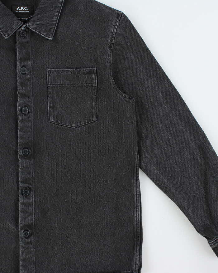 Vintage A.P.C Heavyweight Charcoal Stonewash Denim Long Sleeve Shirt - M