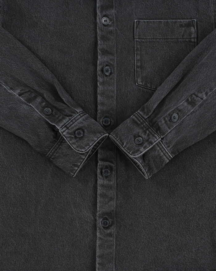 Vintage A.P.C Heavyweight Charcoal Stonewash Denim Long Sleeve Shirt - M