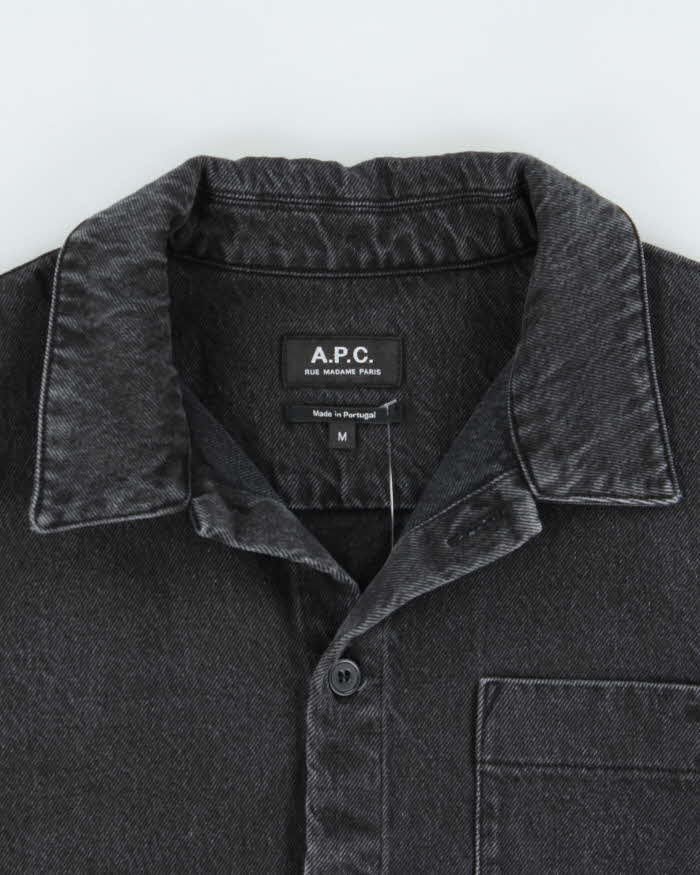 Vintage A.P.C Heavyweight Charcoal Stonewash Denim Long Sleeve Shirt - M