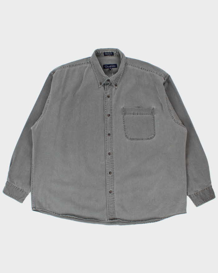Vintage 1990s Oscar De La Renta Stonewash Denim Long Sleeve Shirt - XXL