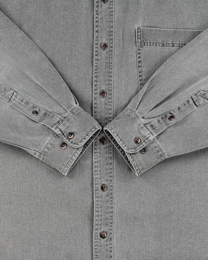 Vintage 1990s Oscar De La Renta Stonewash Denim Long Sleeve Shirt - XXL