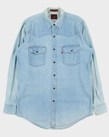 Vintage 1990s Levi's Snap Button Light Wash Denim Long Sleeve Western Shirt - L