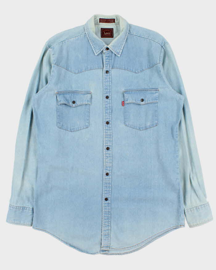 Vintage 1990s Levi's Snap Button Light Wash Denim Long Sleeve Western Shirt - L