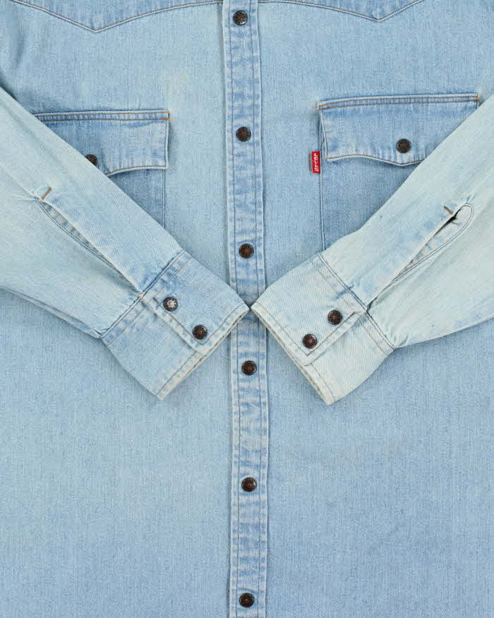 Vintage 1990s Levi's Snap Button Light Wash Denim Long Sleeve Western Shirt - L