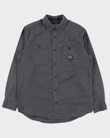 Vintage Harley Davidson Embroidered Long Sleeve Denim Biker Shirt - M