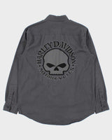 Vintage Harley Davidson Embroidered Long Sleeve Denim Biker Shirt - M