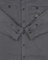 Vintage Harley Davidson Embroidered Long Sleeve Denim Biker Shirt - M