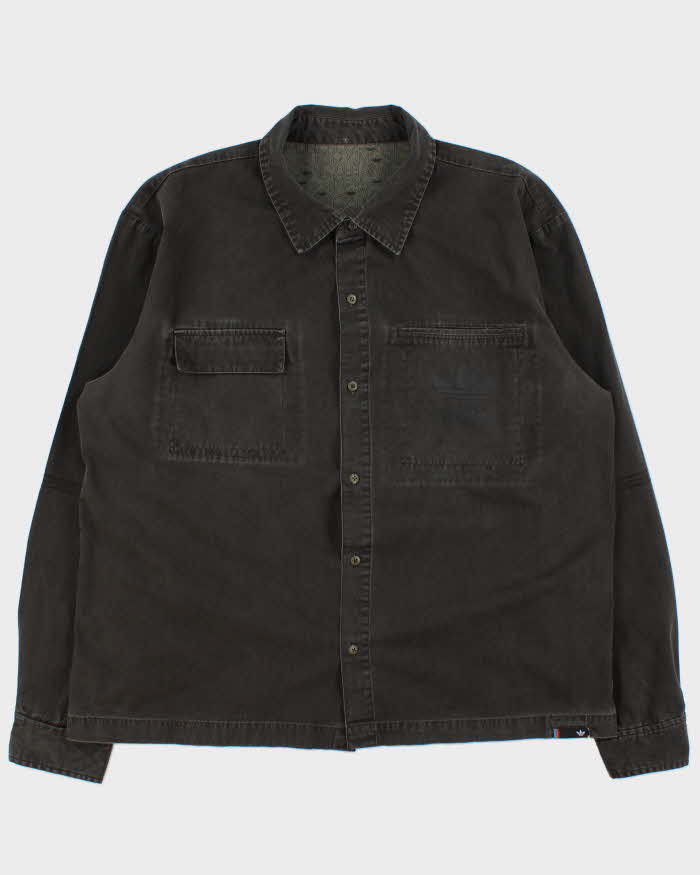 Vintage 2004 Adidas Originals Big City Embroidered Long Sleeve Canvas Denim Shirt - XL