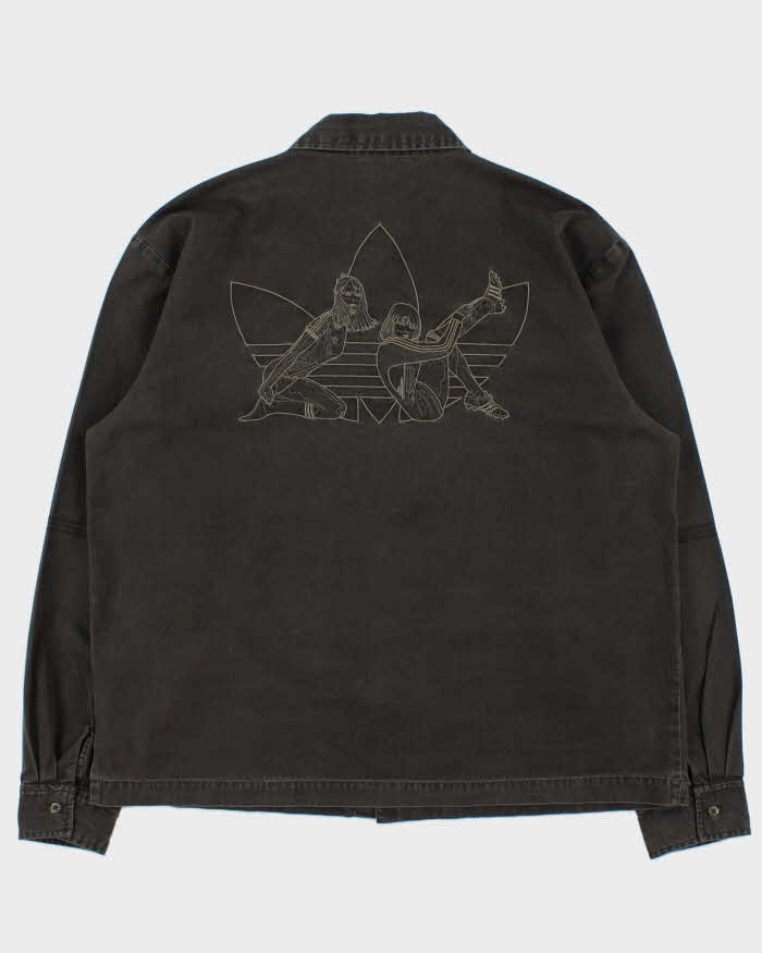 Vintage 2004 Adidas Originals Big City Embroidered Long Sleeve Canvas Denim Shirt - XL