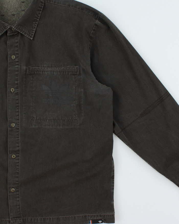 Vintage 2004 Adidas Originals Big City Embroidered Long Sleeve Canvas Denim Shirt - XL