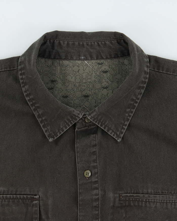 Vintage 2004 Adidas Originals Big City Embroidered Long Sleeve Canvas Denim Shirt - XL
