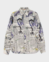 Vintage Y2K 00s Galliano Classic Gazette Print Long Sleeve Shirt - S
