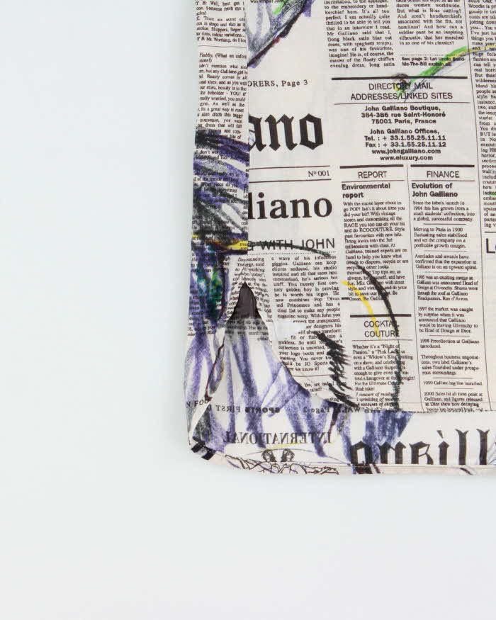 Vintage Y2K 00s Galliano Classic Gazette Print Long Sleeve Shirt - S