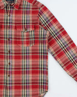 Vintage Y2K 00s Polo Ralph Lauren Heavyweight Plaid Suede Patch Long Sleeve Flannel Shirt - M