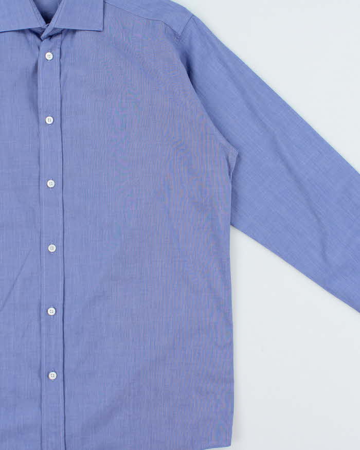 Vintage 1990s Hermes Chambray Cotton Long Sleeve Dress Shirt - M