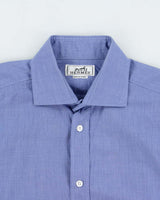 Vintage 1990s Hermes Chambray Cotton Long Sleeve Dress Shirt - M