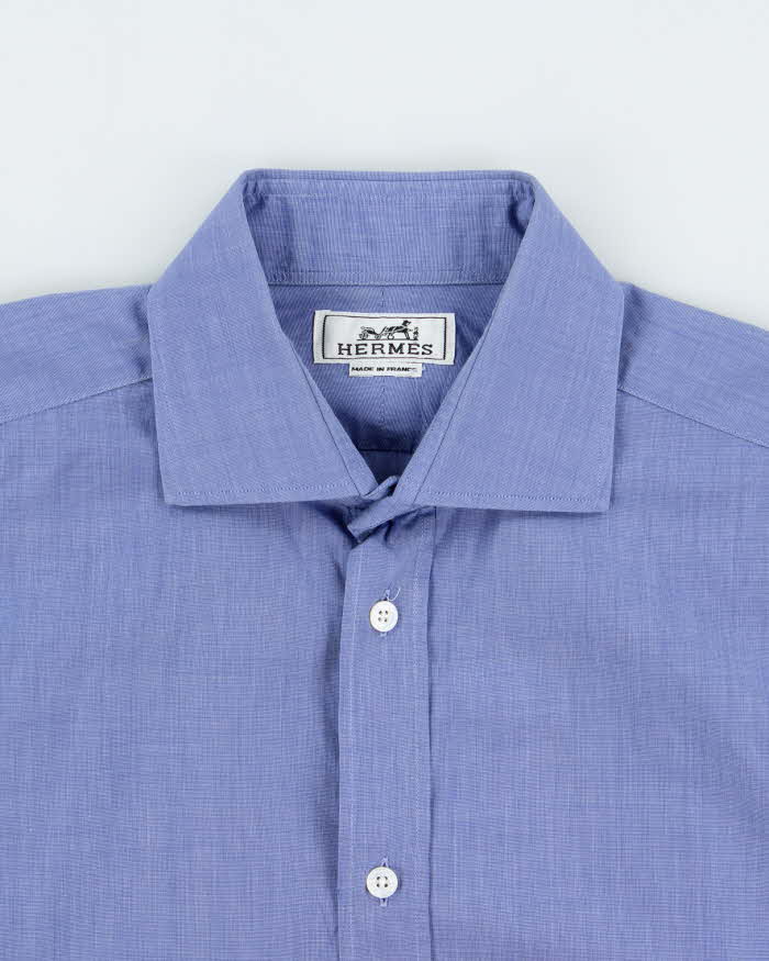 hermes dress shirt Vintage 1990s Hermes Chambray Cotton Long Sleeve Dress Shirt
