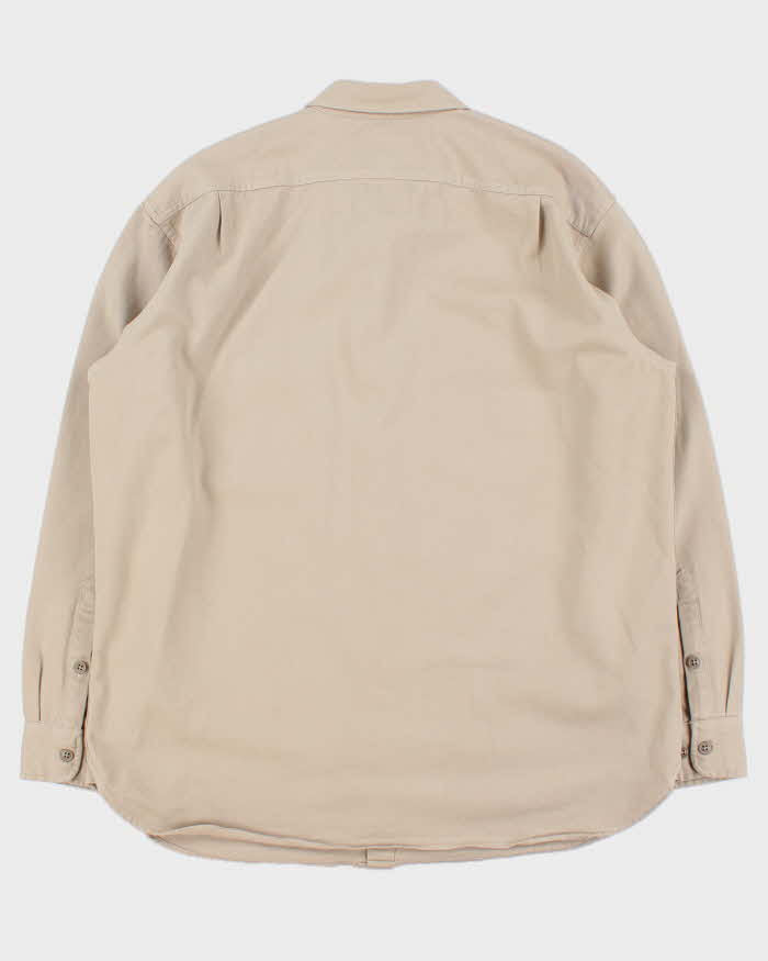 Vintage Filson 'Twine' Heavyweight Cream Khaki Canvas Long Sleeve Shirt - XL