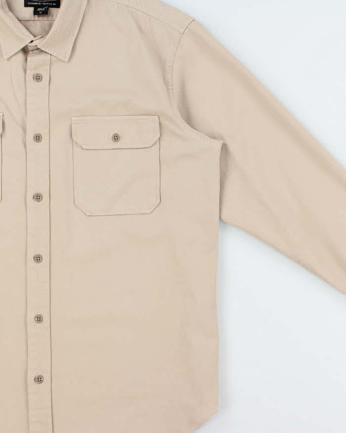 Vintage Filson 'Twine' Heavyweight Cream Khaki Canvas Long Sleeve Shirt - XL