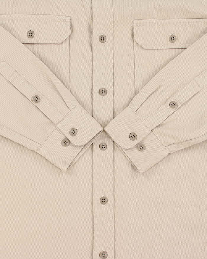 Vintage Filson 'Twine' Heavyweight Cream Khaki Canvas Long Sleeve Shirt - XL